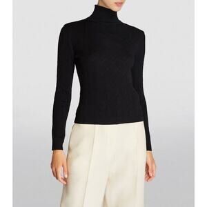 Missoni NWT Women's Funnel-Neck Tonal Zig Zag Sweater Black Size 2